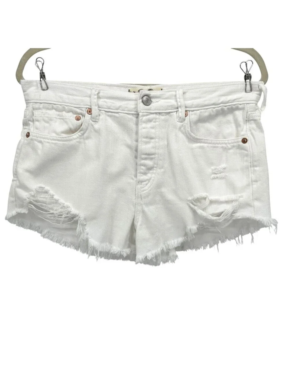 Free People We The Free Womens 28 Shorts Good Vibrations Cutoffs White Denim
